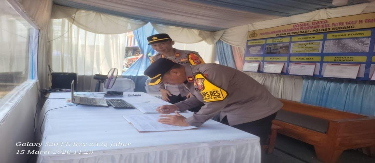 Waka Polres Subang Tinjau Pos Pam Pasar Purwadadi, Pastikan Kesiapan Personel Operasi Ketupat Lodaya 2026